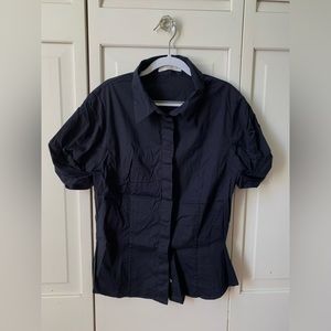 Prada navy fitted button down top